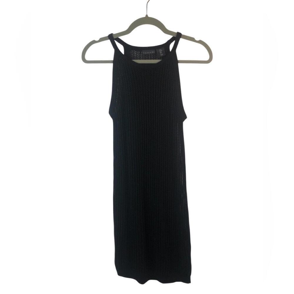 Tahari Black Knit Sleeveless Dress or Swimsuit Coverup Mesh, very bohemian.